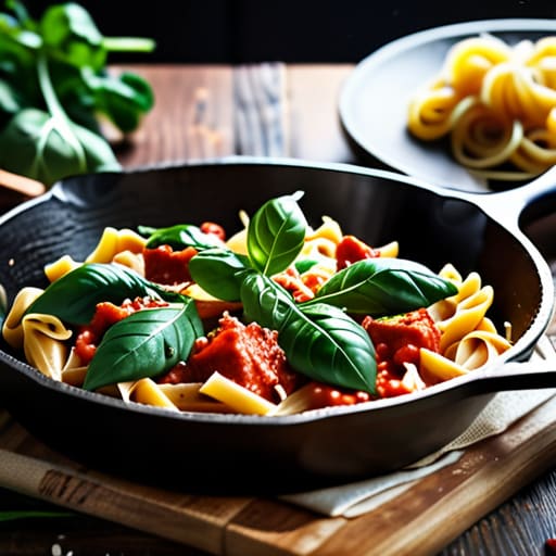 The "One-Pan" Pasta Savior in a skillet.